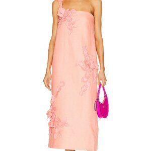 Zimmermann Pink Floral-Appliqué Midi Dress